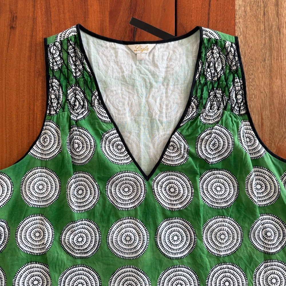 Layla Green Cotton Circle Pattern Mini Dress - image 3